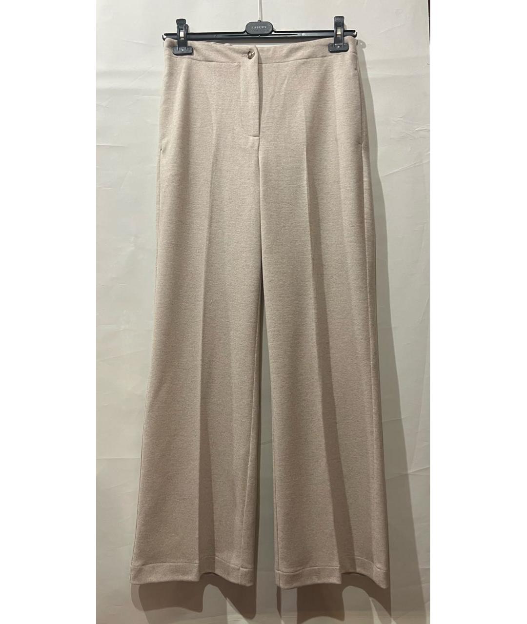 WEEKEND MAX MARA Бежевые шерстяные брюки широкие, фото 7