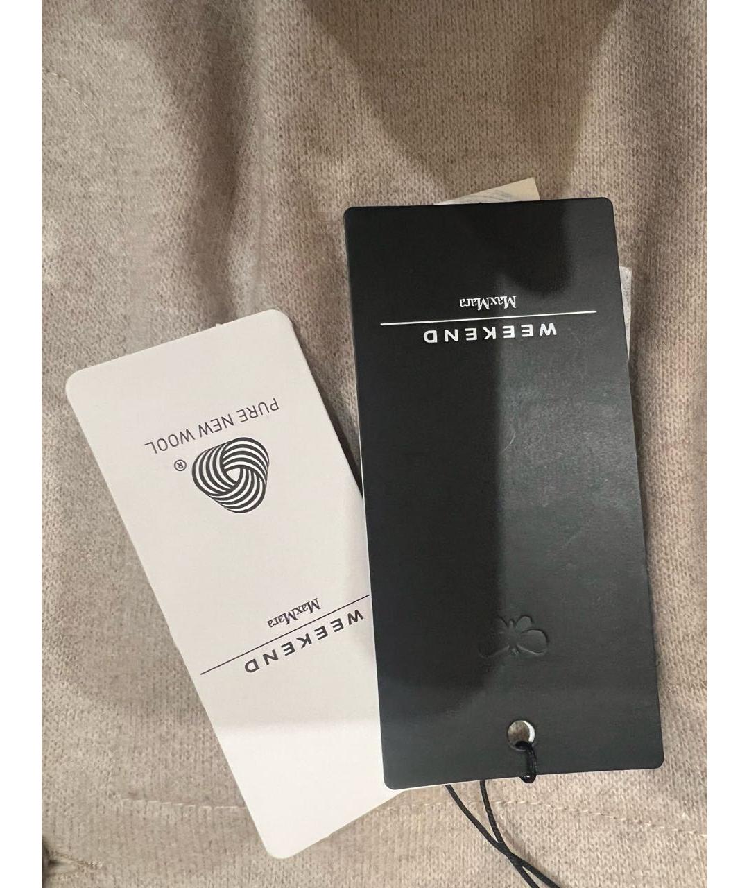 WEEKEND MAX MARA Бежевые шерстяные брюки широкие, фото 3