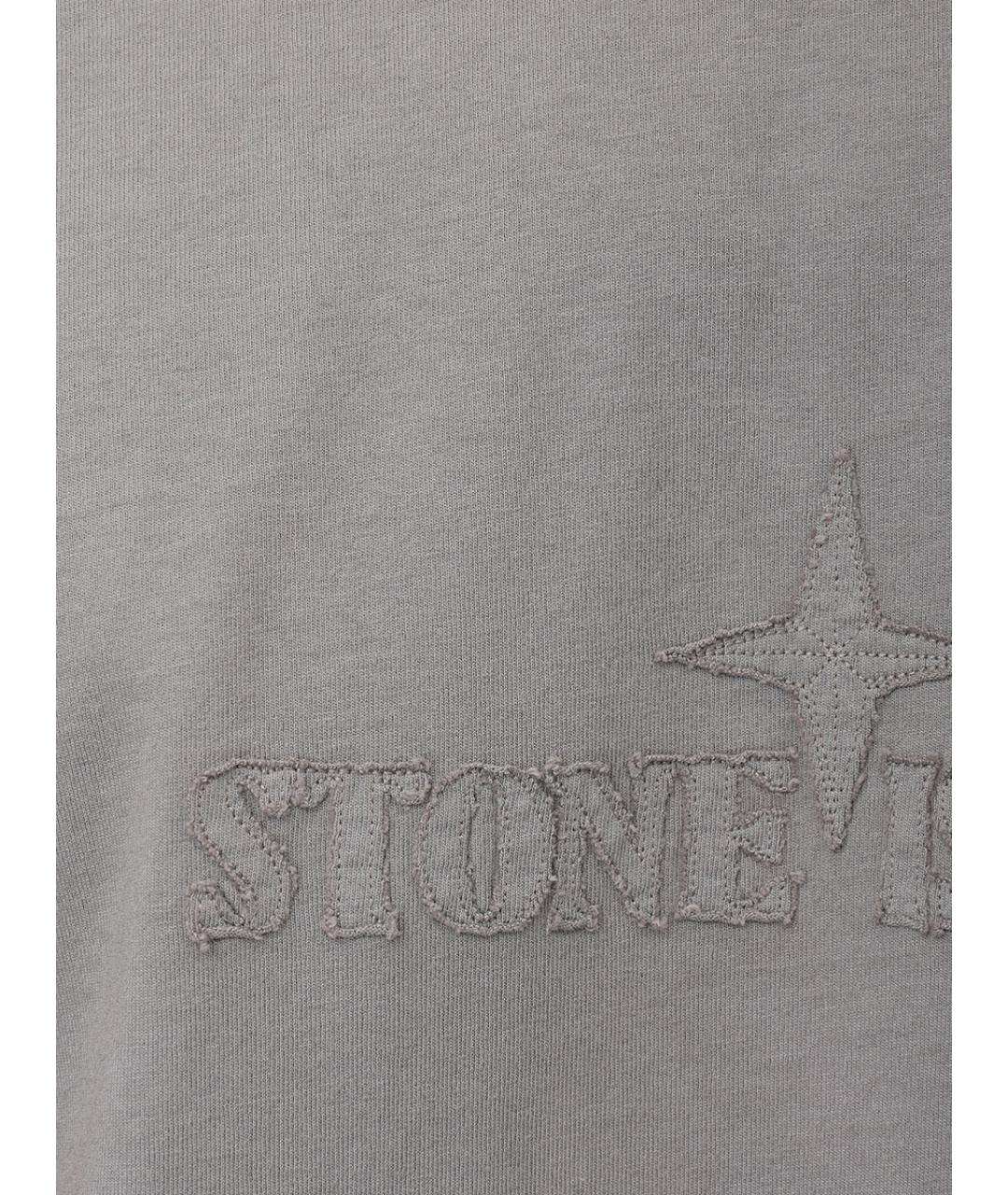 STONE ISLAND Серая хлопковая футболка, фото 6
