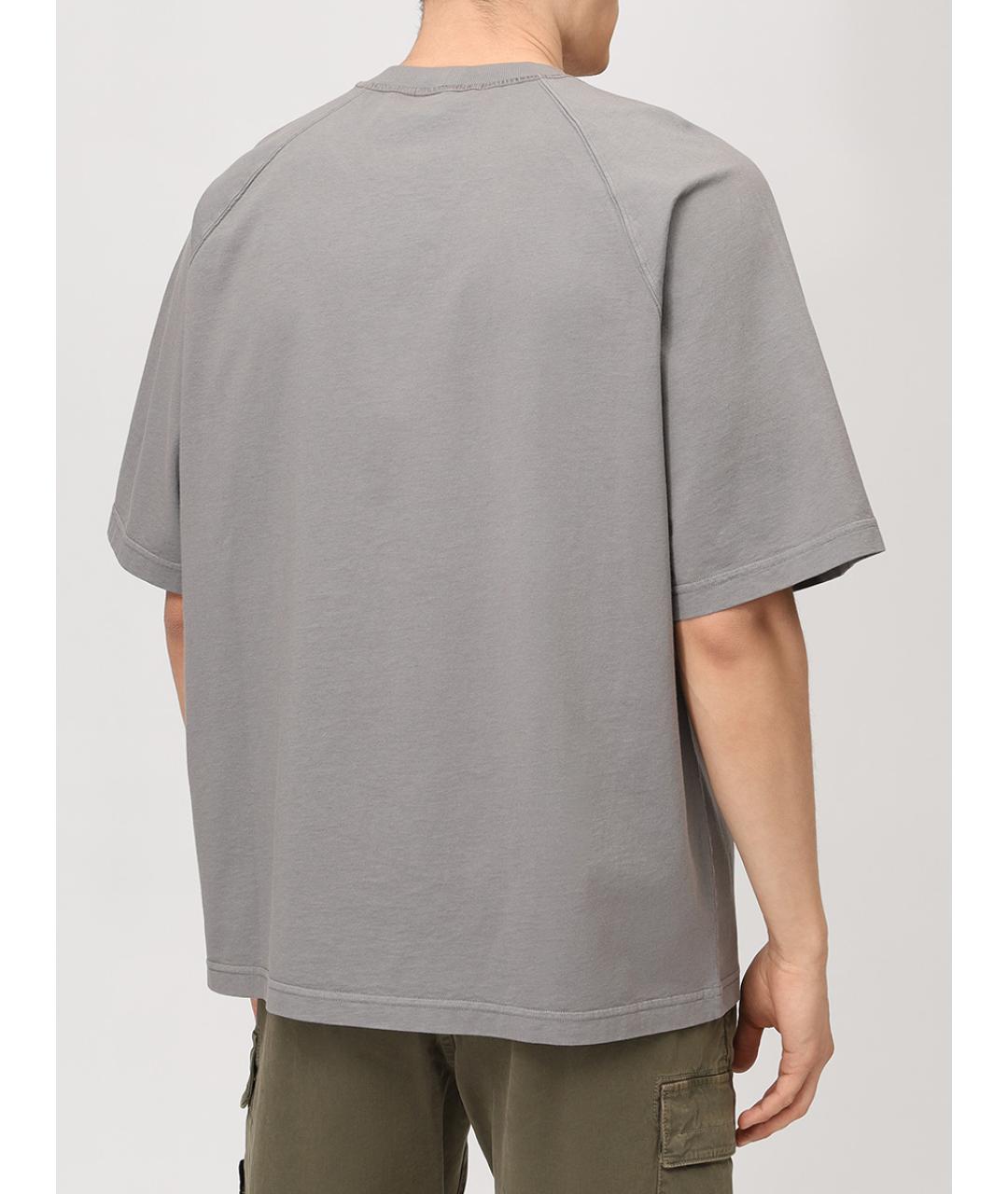 STONE ISLAND Серая хлопковая футболка, фото 3