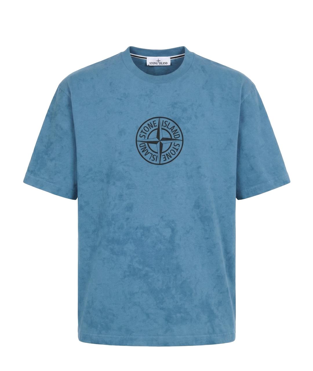 STONE ISLAND Голубая хлопковая футболка, фото 1