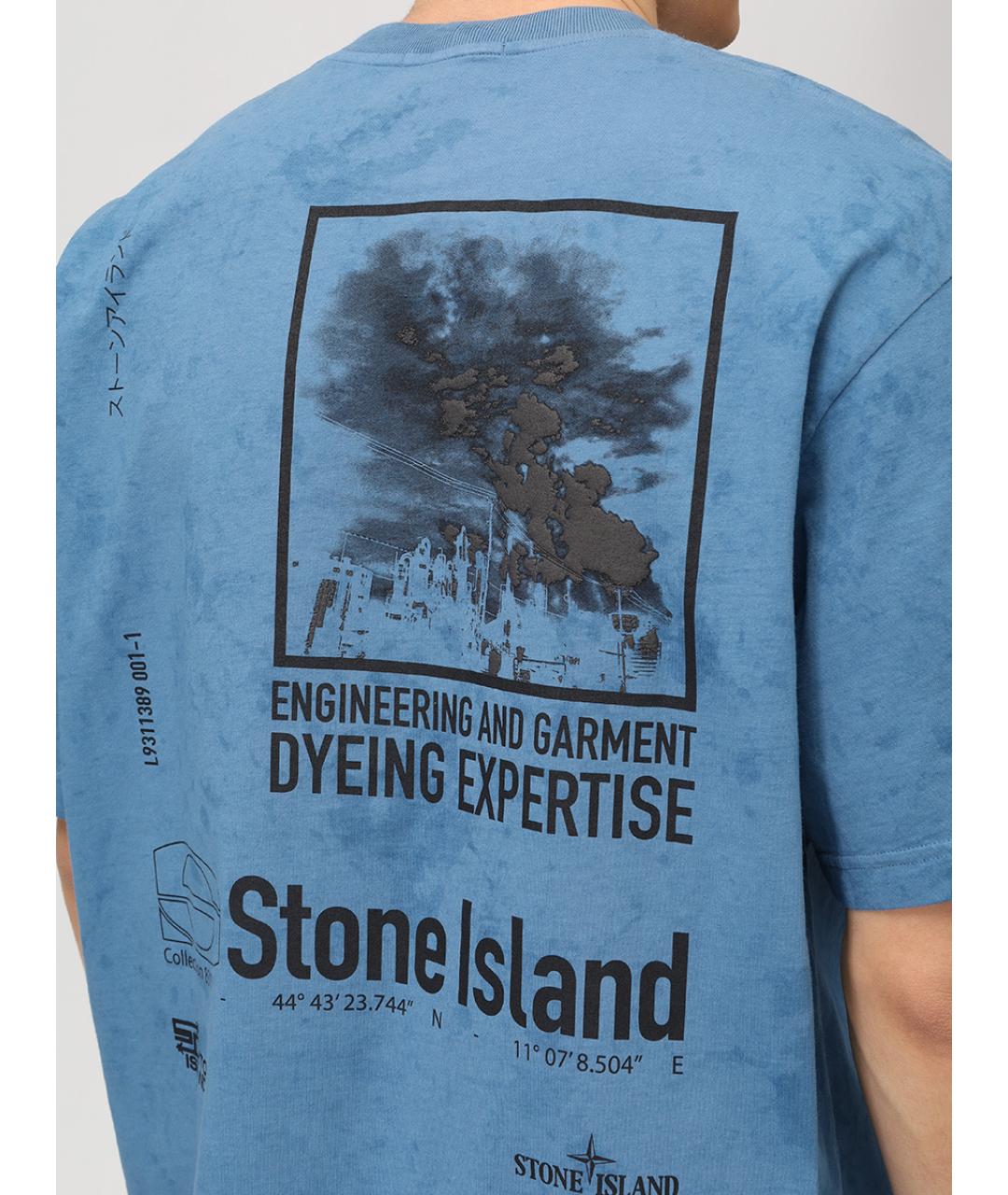 STONE ISLAND Голубая хлопковая футболка, фото 5