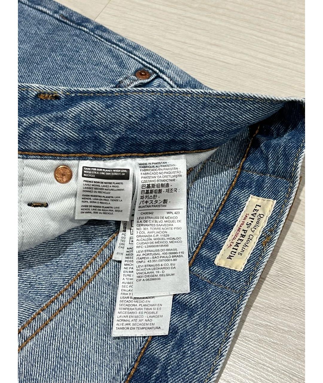 LEVI'S Голубые хлопковые прямые джинсы, фото 6