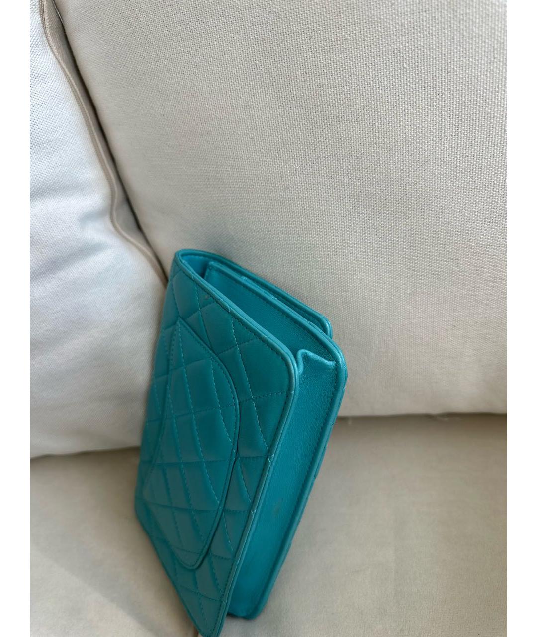 CHANEL Бирюзовая кожаная сумка через плечо, фото 5