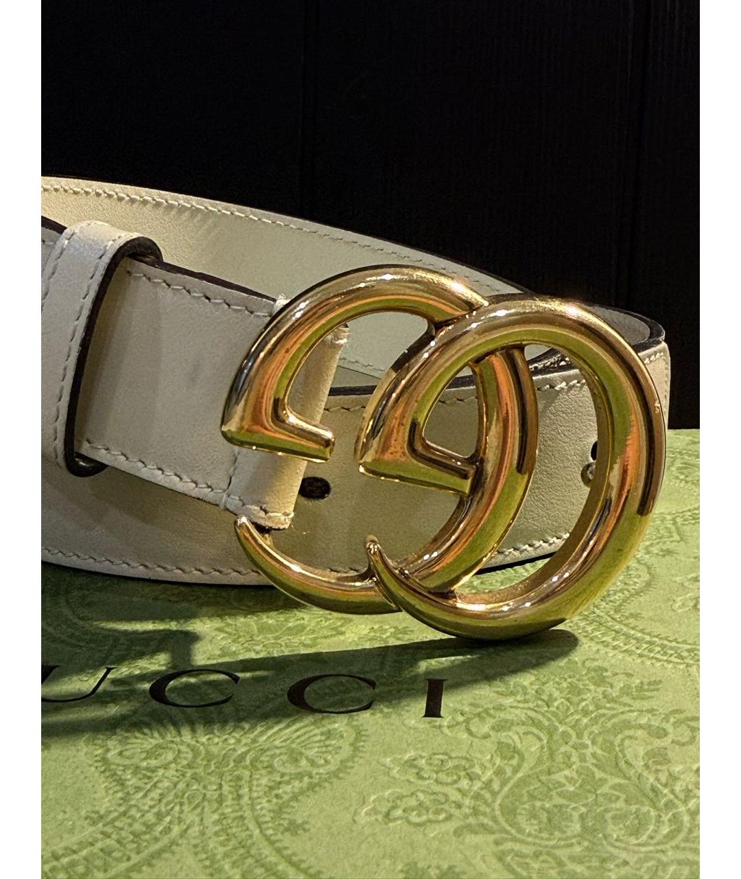 GUCCI Белый кожаный ремень, фото 5