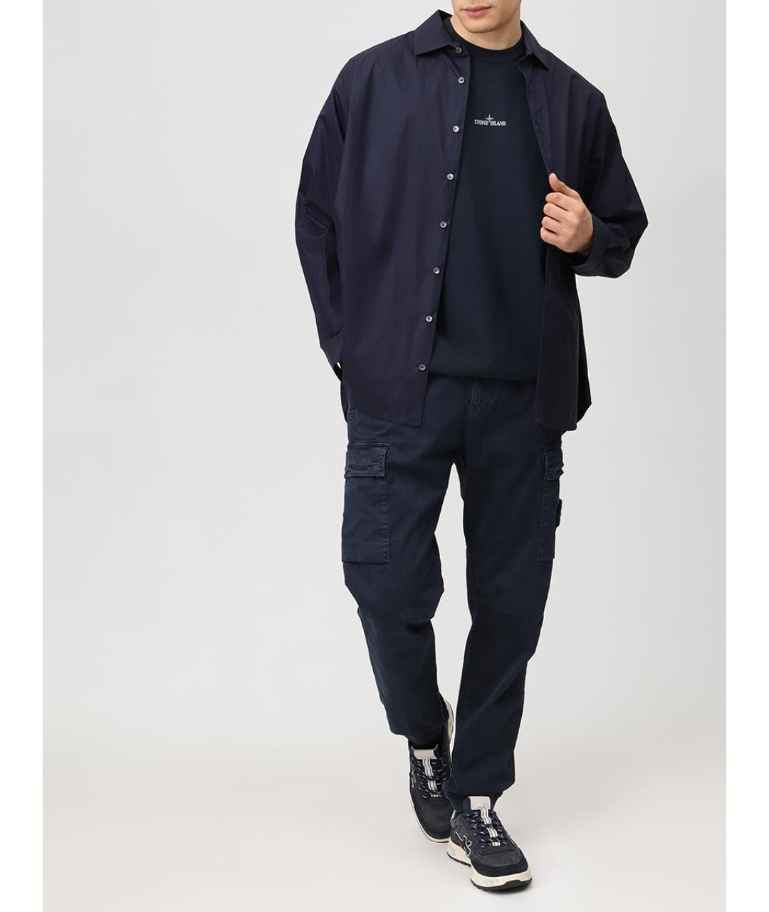STONE ISLAND Синие хлопковые повседневные брюки, фото 2