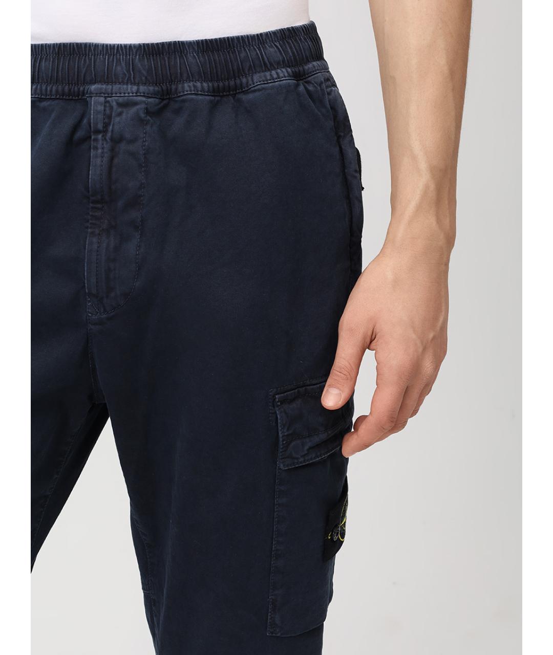 STONE ISLAND Синие хлопковые повседневные брюки, фото 5