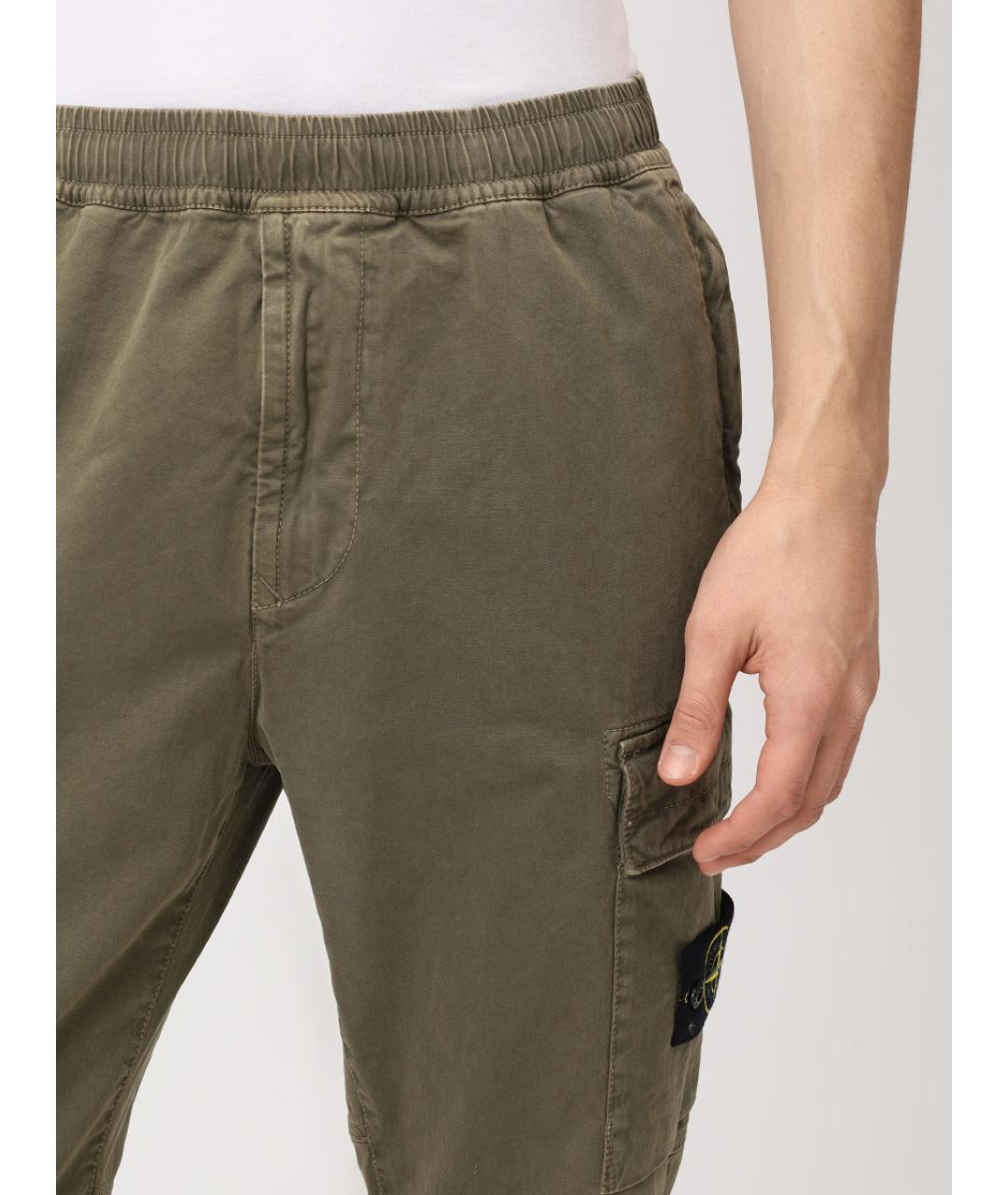 STONE ISLAND Зеленые хлопковые повседневные брюки, фото 5