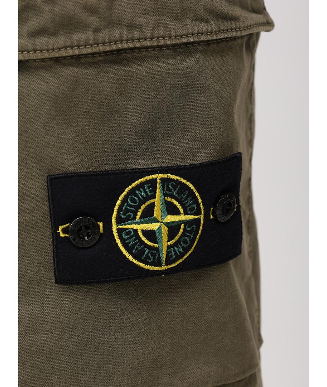 STONE ISLAND Зеленые хлопковые повседневные брюки, фото 6