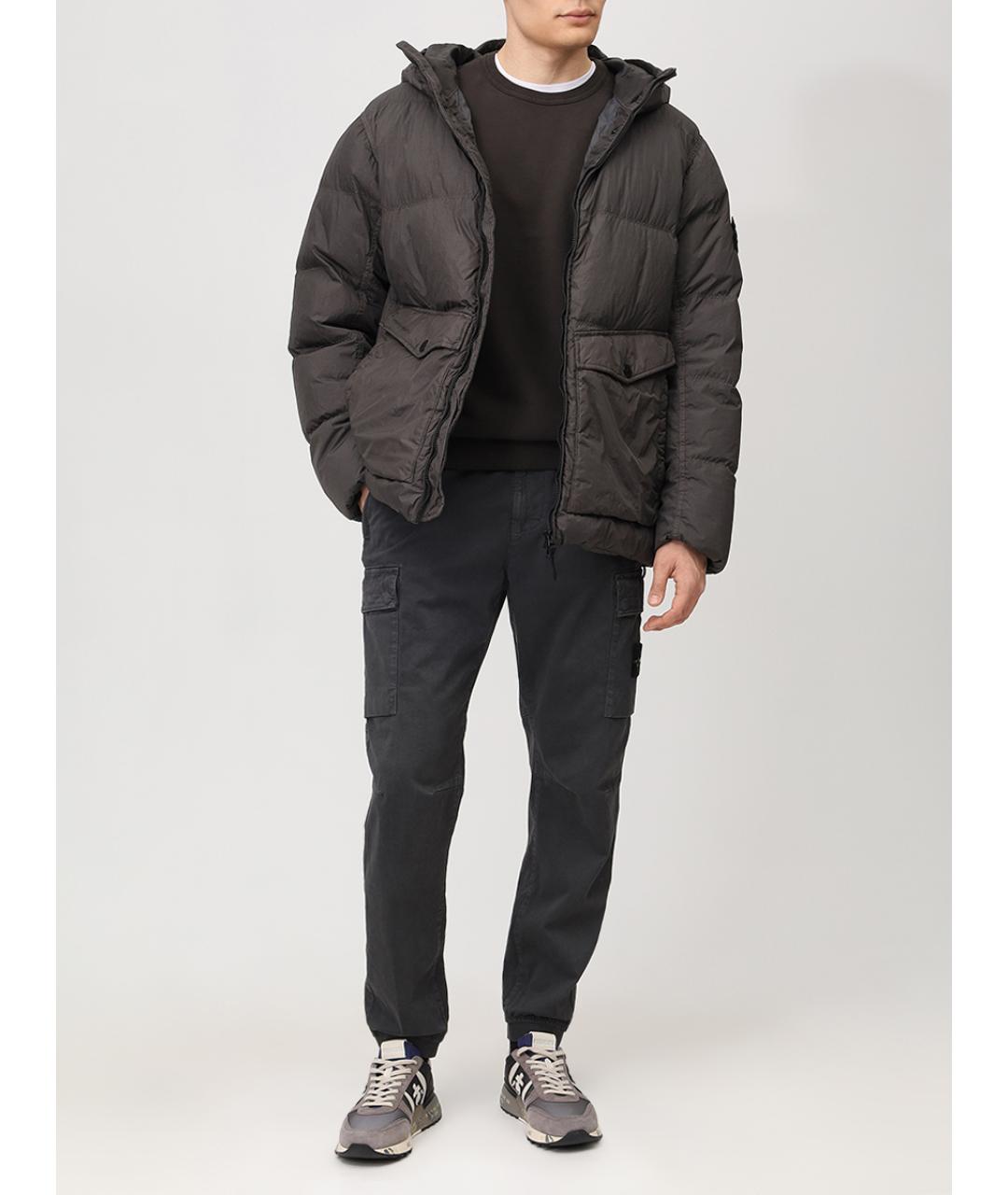 STONE ISLAND Серые хлопковые повседневные брюки, фото 2