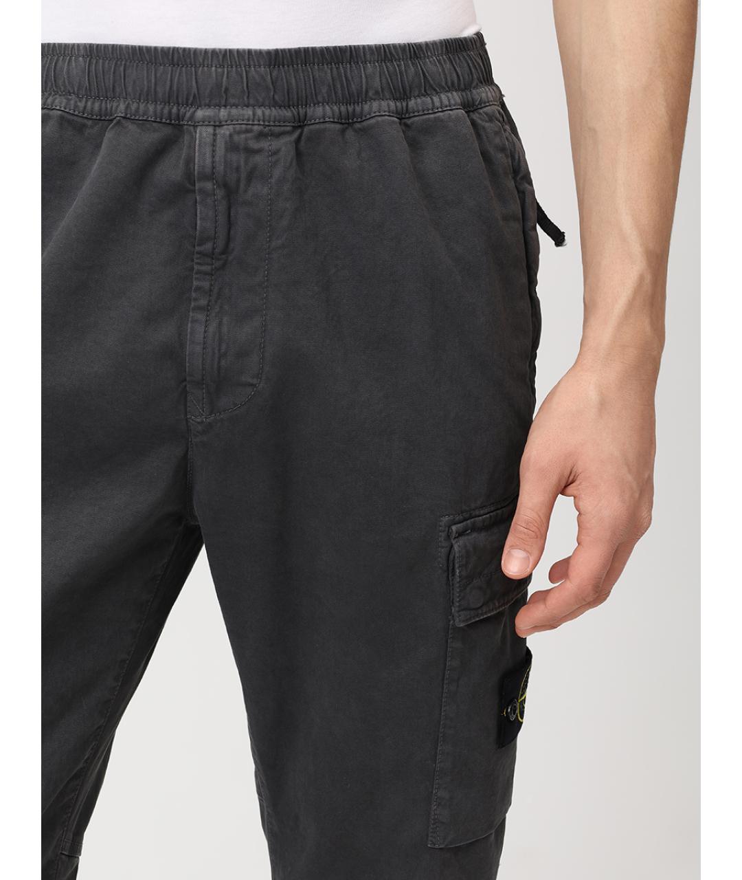 STONE ISLAND Серые хлопковые повседневные брюки, фото 5