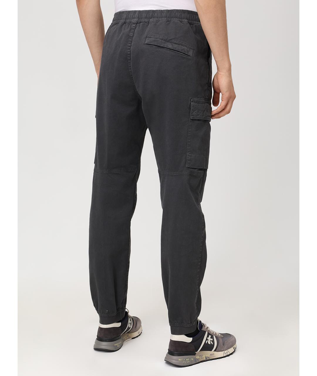 STONE ISLAND Серые хлопковые повседневные брюки, фото 3