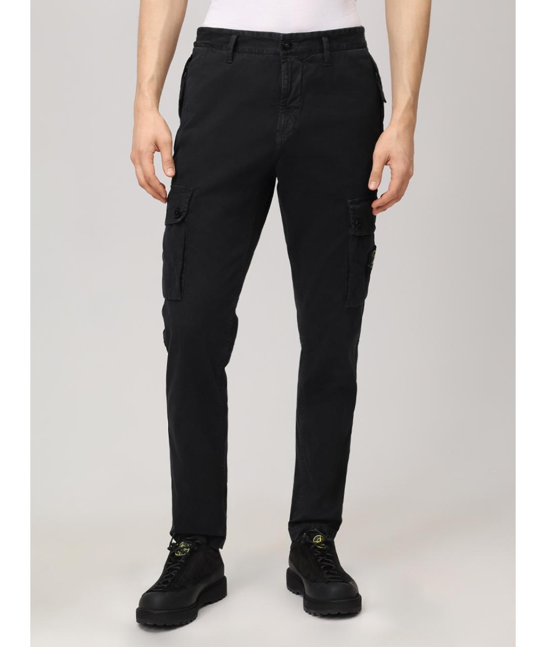 STONE ISLAND Черные хлопковые повседневные брюки, фото 4