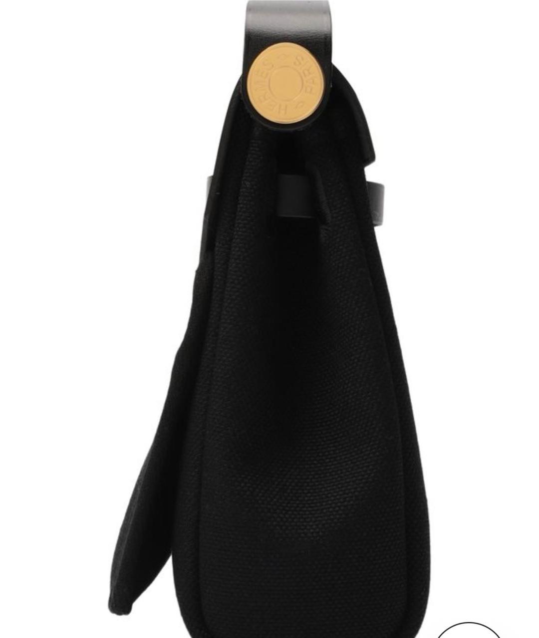 HERMES Черная тканевая сумка с короткими ручками, фото 6