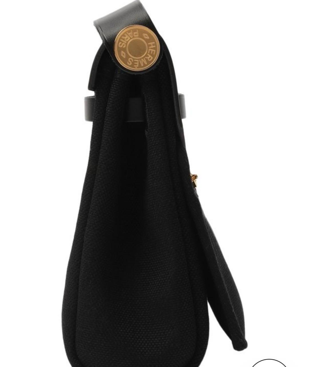 HERMES Черная тканевая сумка с короткими ручками, фото 7