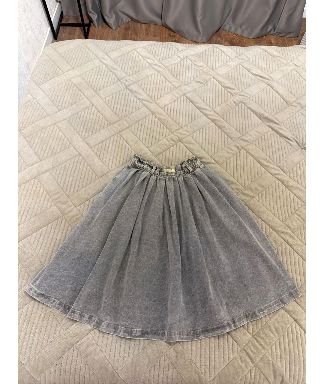 MIU MIU Серая деним юбка миди, фото 6