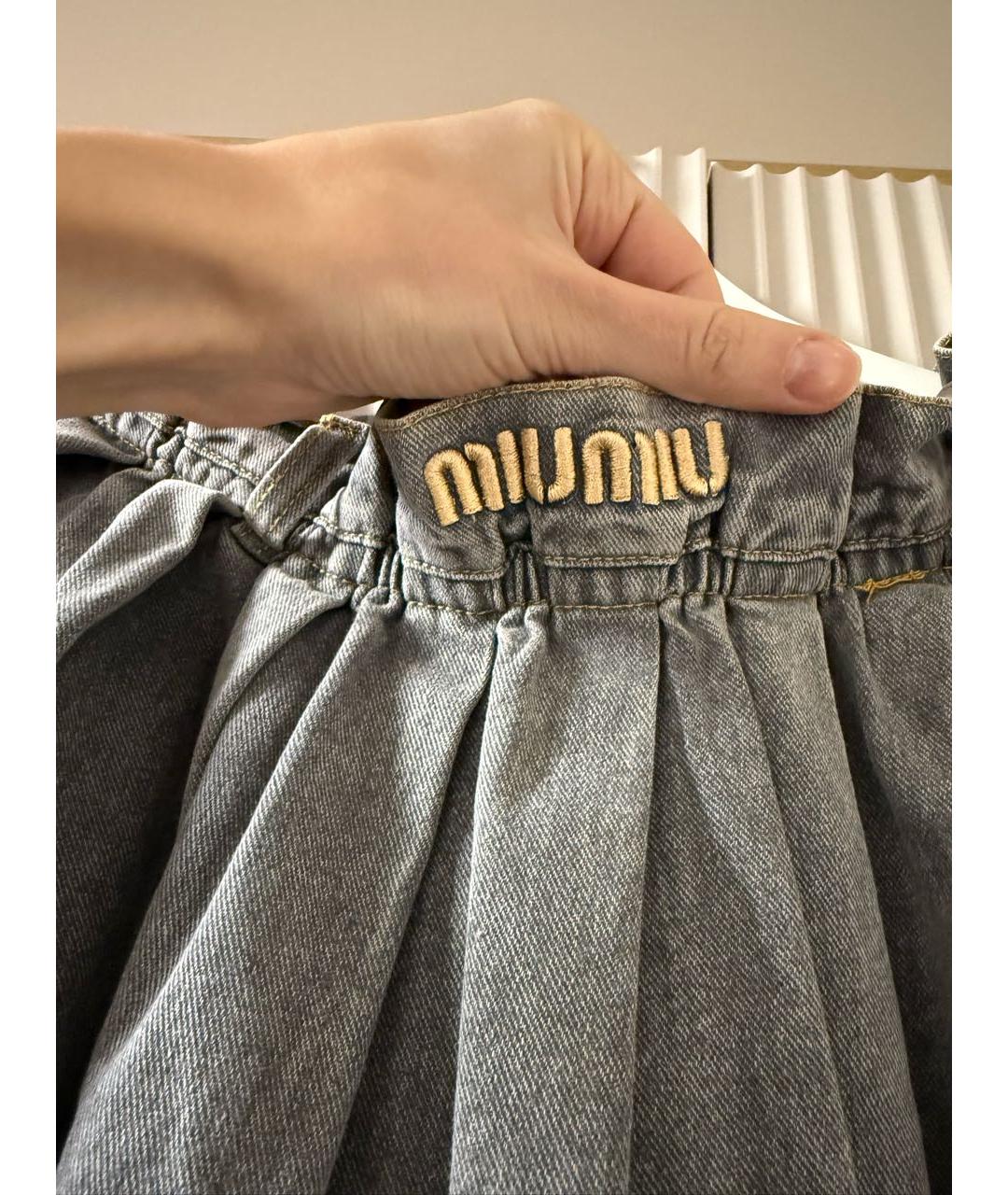 MIU MIU Серая деним юбка миди, фото 2