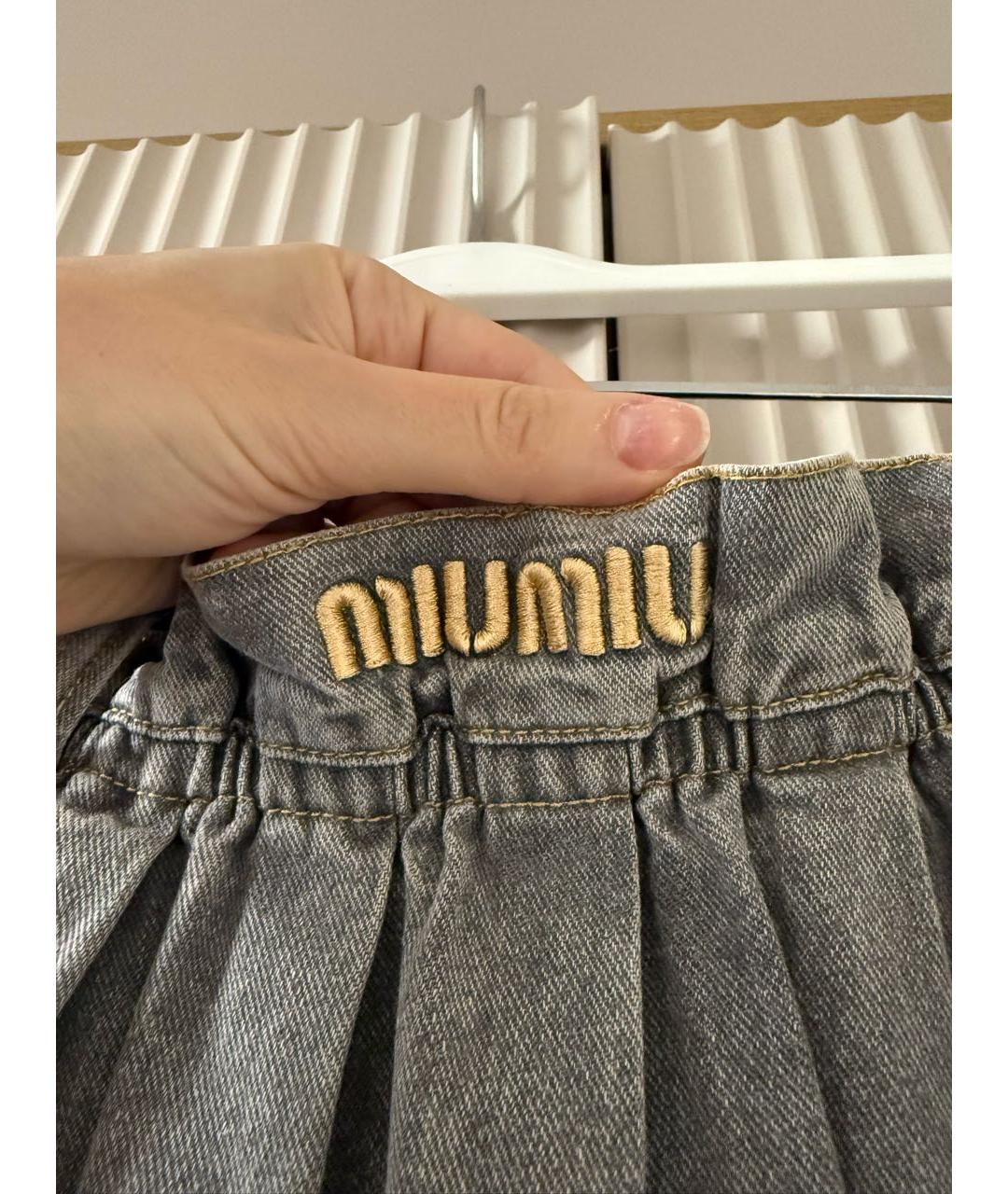 MIU MIU Серая деним юбка миди, фото 2
