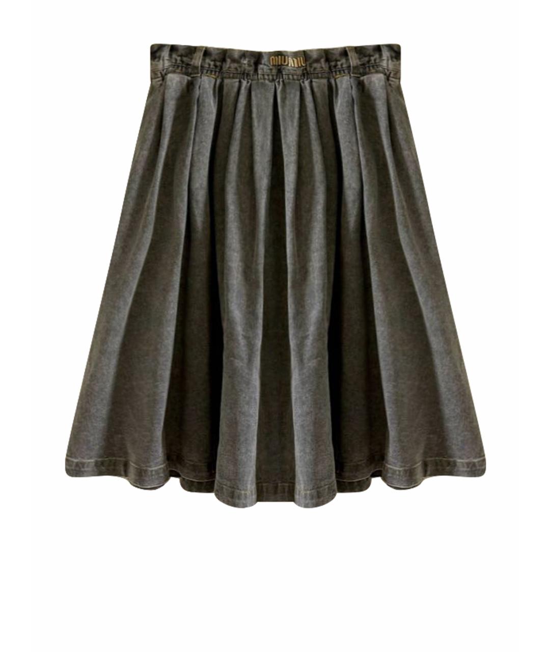 MIU MIU Серая деним юбка миди, фото 1