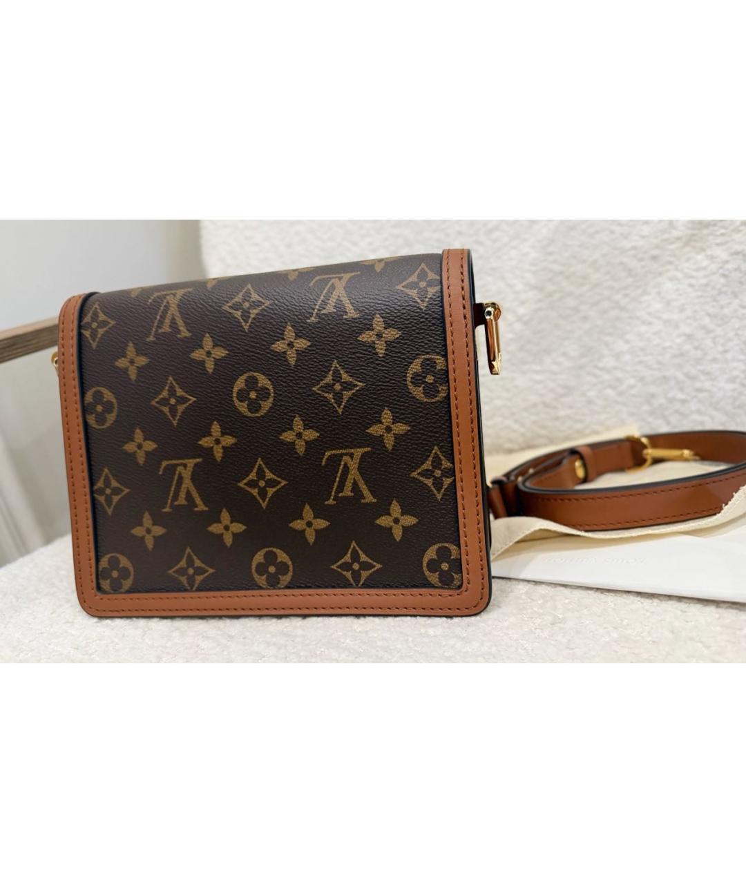 LOUIS VUITTON Коричневая кожаная сумка через плечо, фото 7