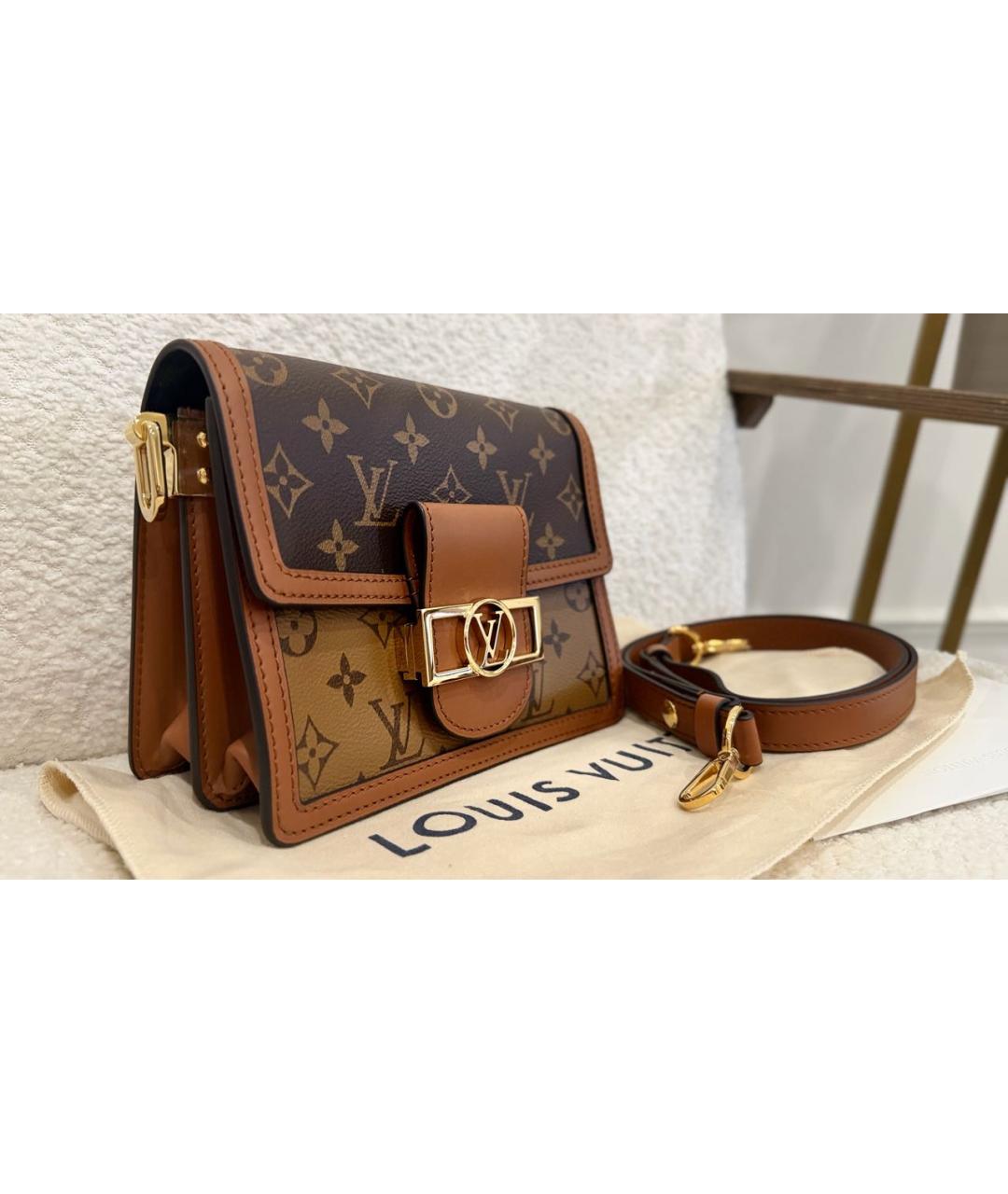 LOUIS VUITTON Коричневая кожаная сумка через плечо, фото 4