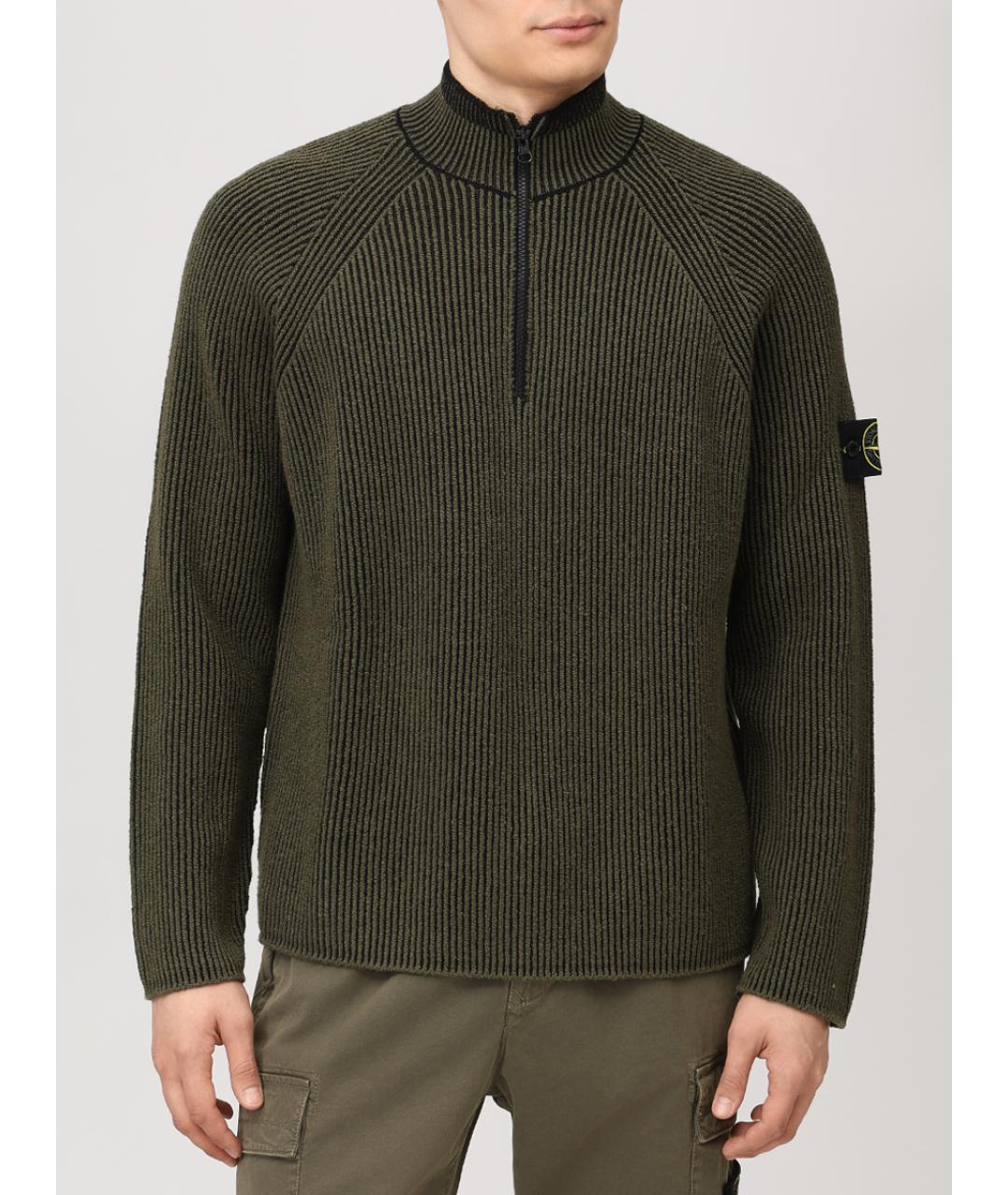 STONE ISLAND Зеленый шерстяной джемпер / свитер, фото 4