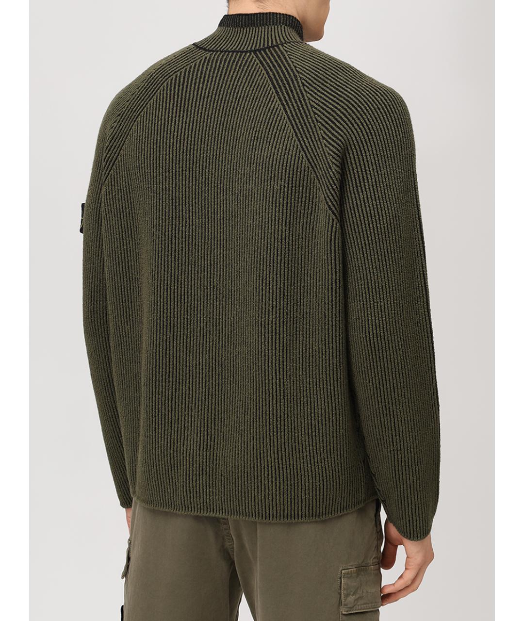 STONE ISLAND Зеленый шерстяной джемпер / свитер, фото 3