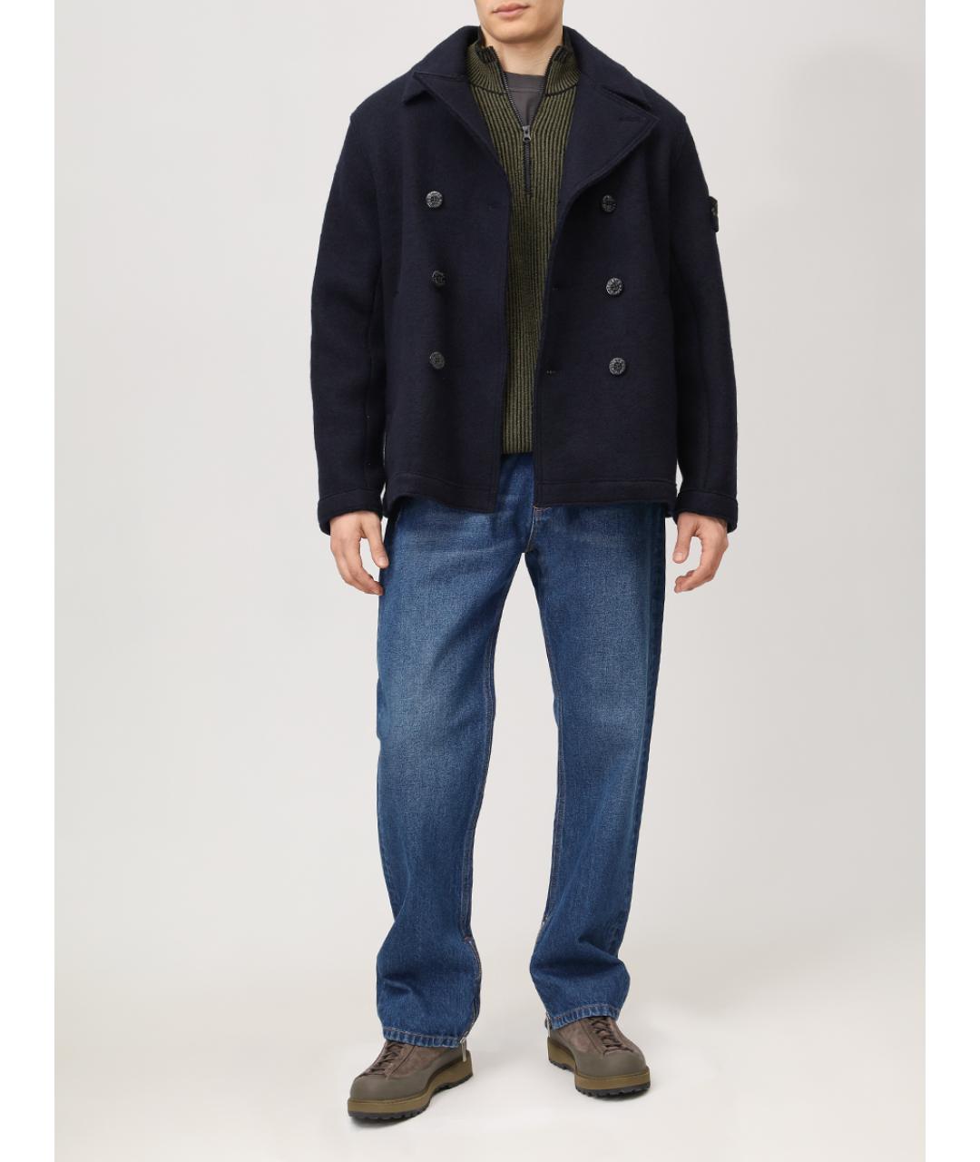 STONE ISLAND Синее шерстяное пальто, фото 2