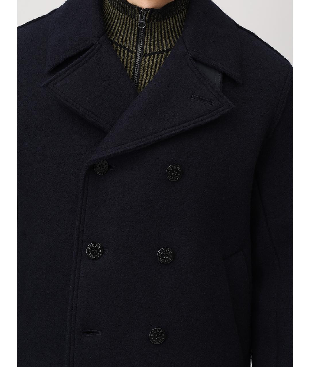 STONE ISLAND Синее шерстяное пальто, фото 5