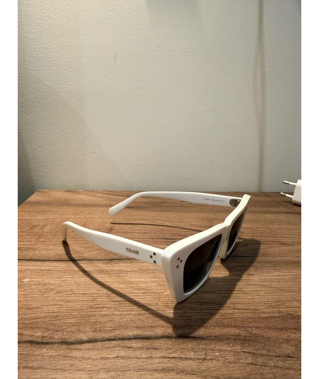 CELINE Белые пластиковые солнцезащитные очки, фото 2