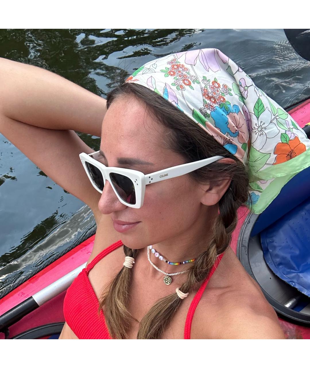 CELINE Белые пластиковые солнцезащитные очки, фото 7