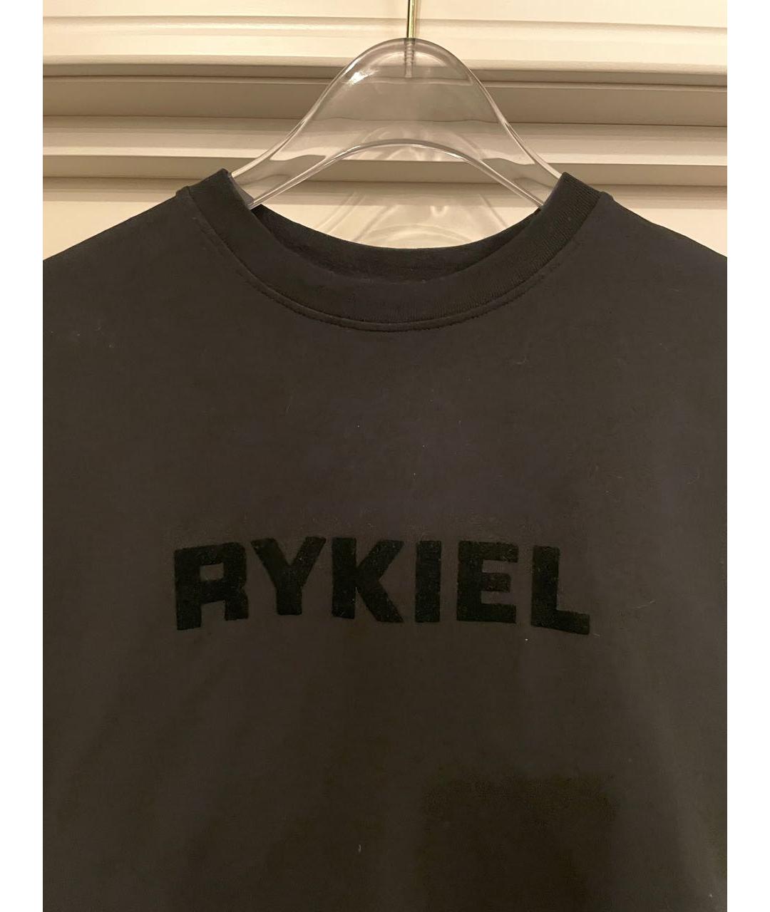 SONIA RYKIEL Черная хлопко-эластановая футболка, фото 3