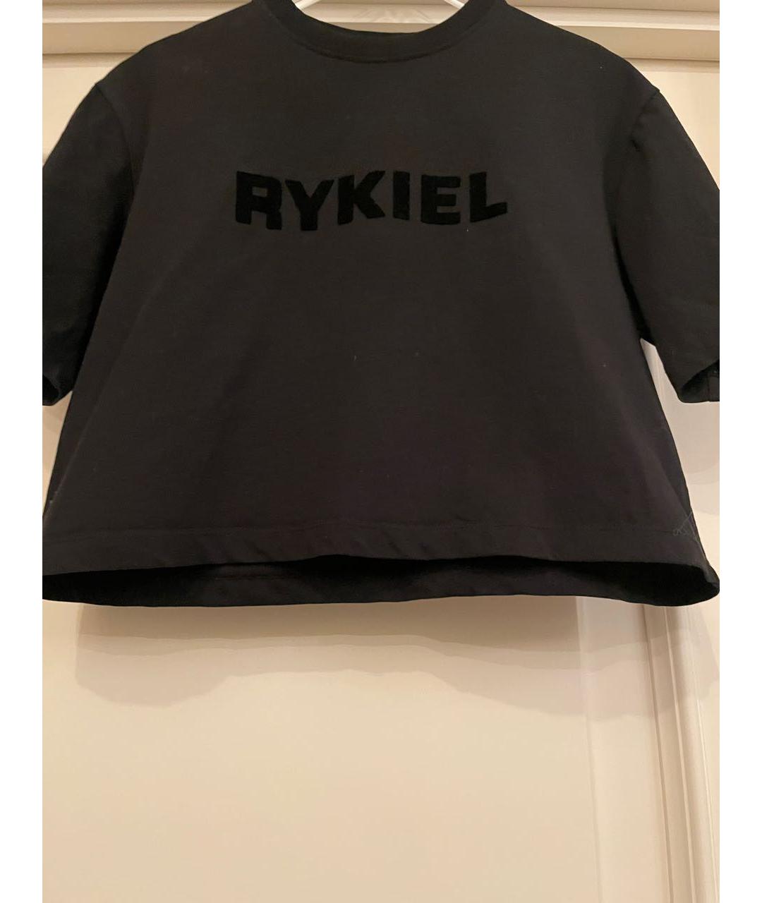 SONIA RYKIEL Черная хлопко-эластановая футболка, фото 5