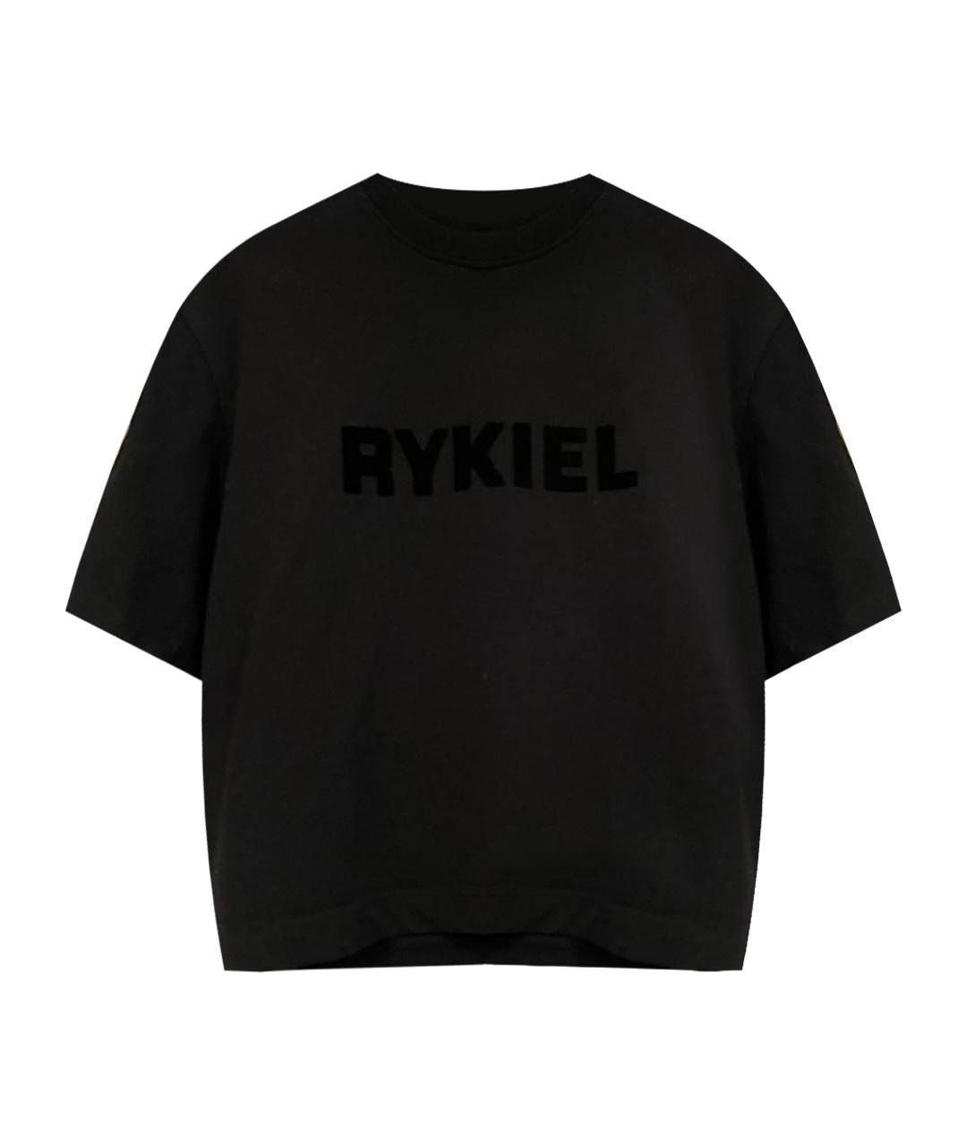 SONIA RYKIEL Черная хлопко-эластановая футболка, фото 1