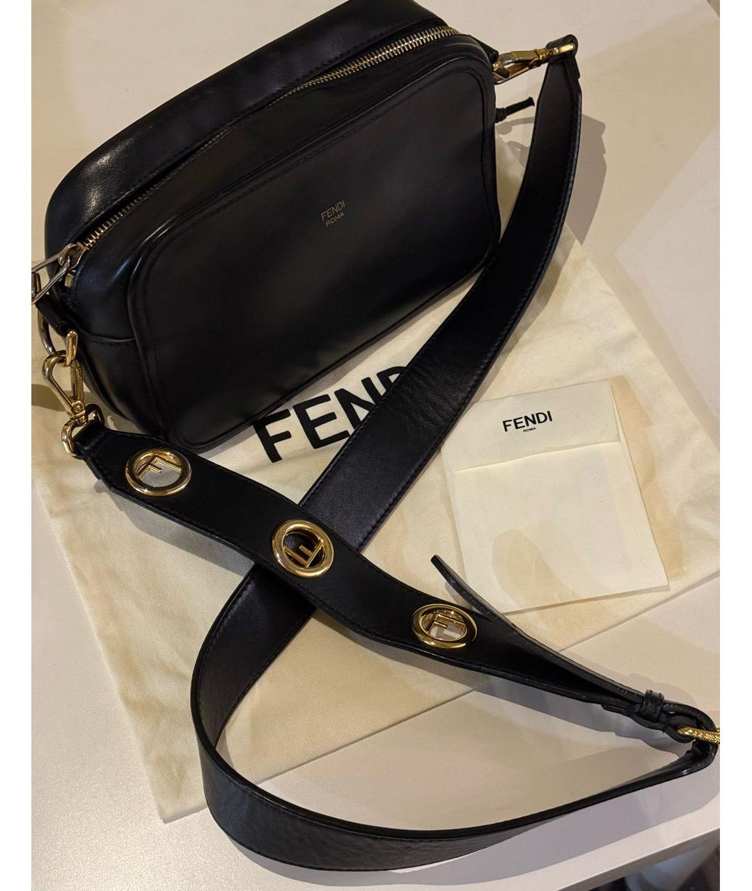 FENDI Черная кожаная сумка через плечо, фото 2