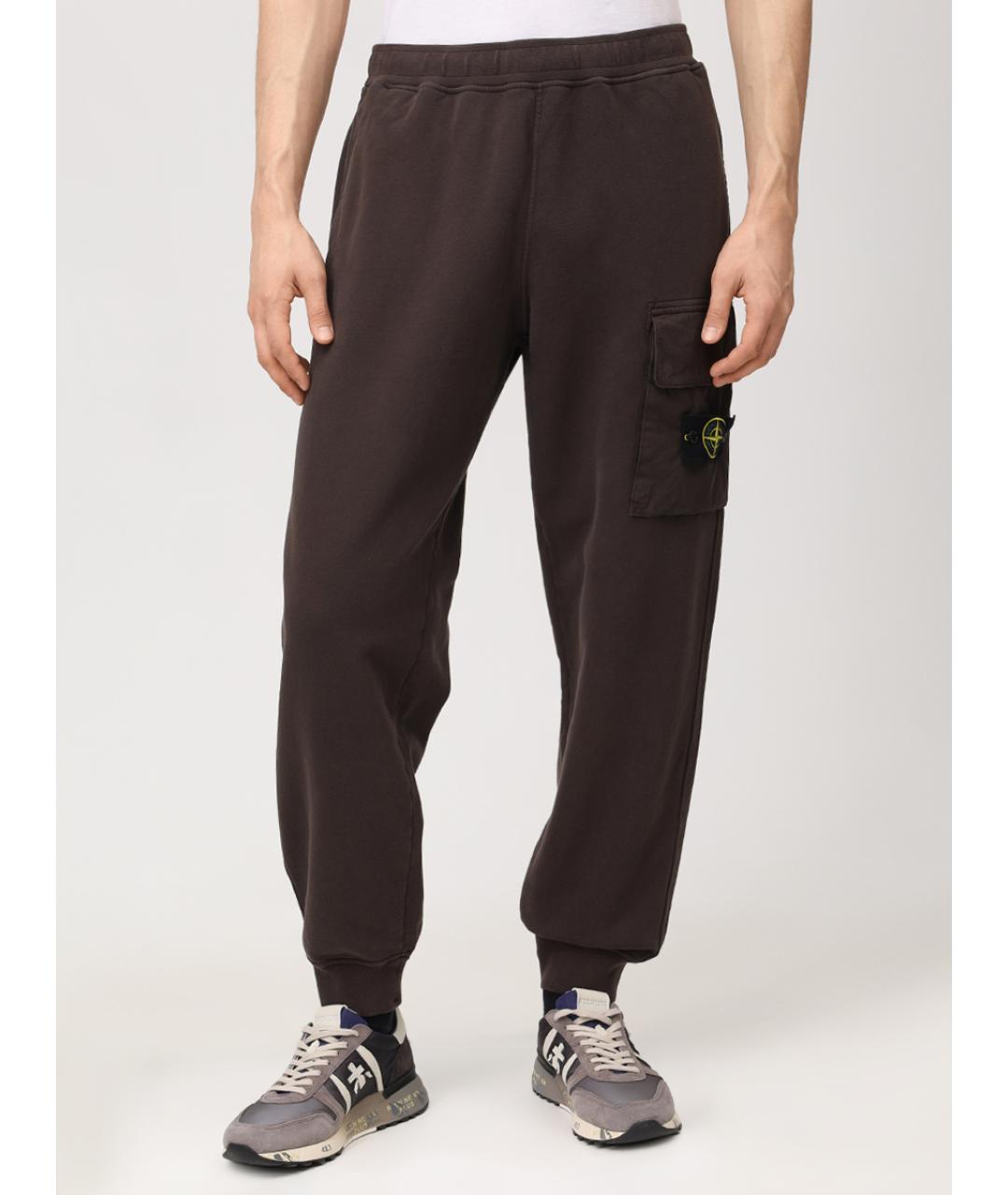 STONE ISLAND Коричневые хлопковые повседневные брюки, фото 4