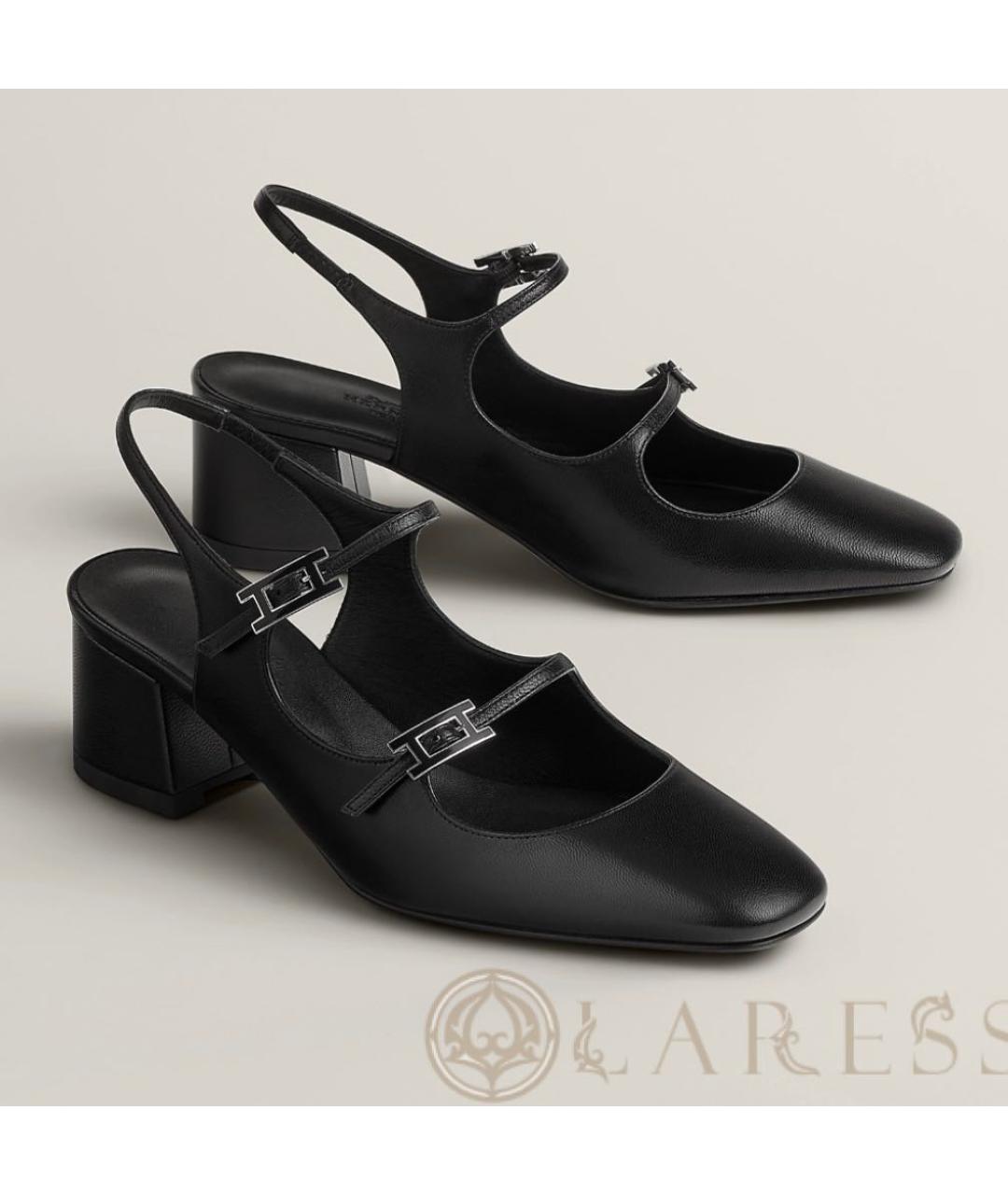 HERMES Черные кожаные туфли, фото 8