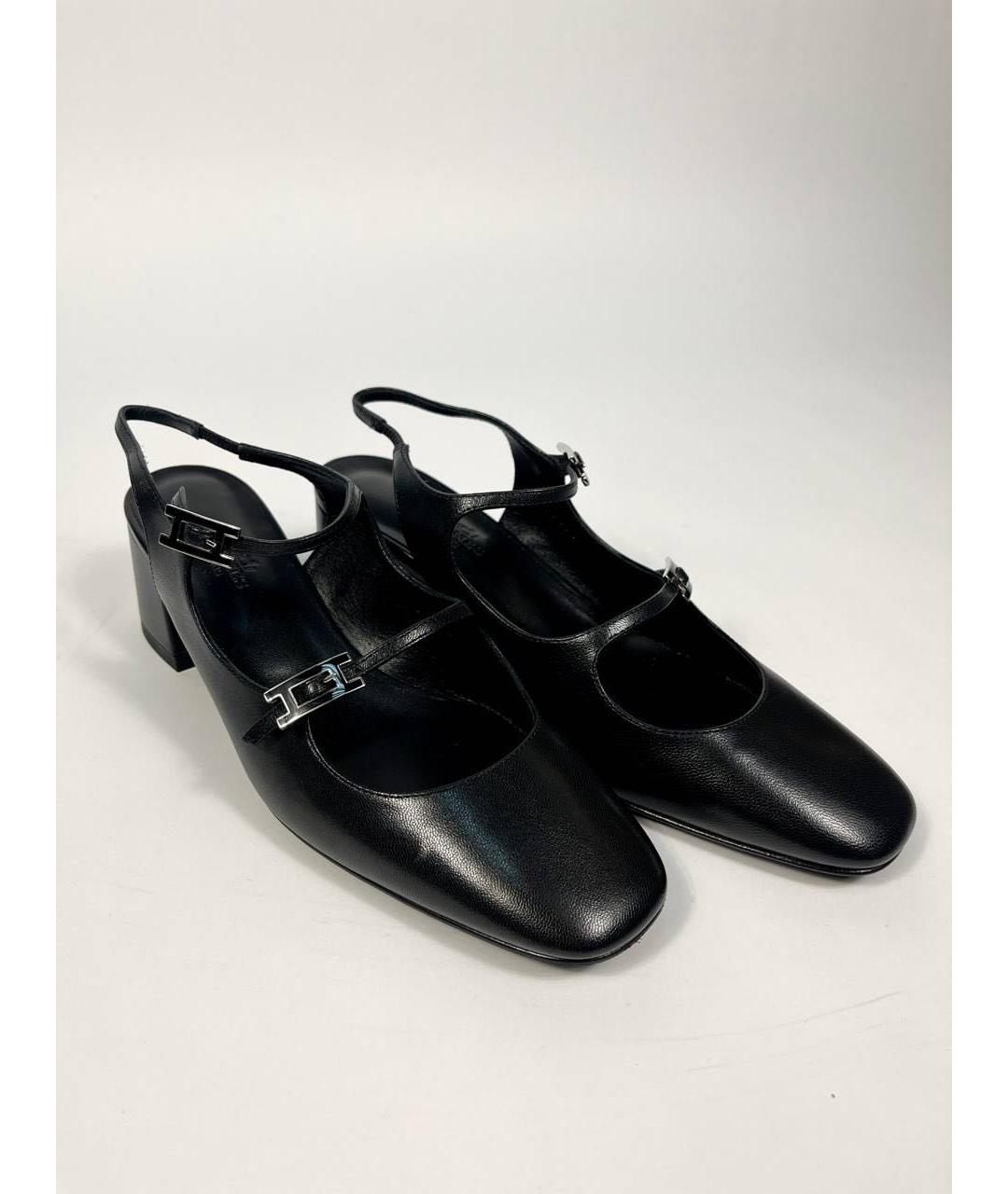 HERMES Черные кожаные туфли, фото 7