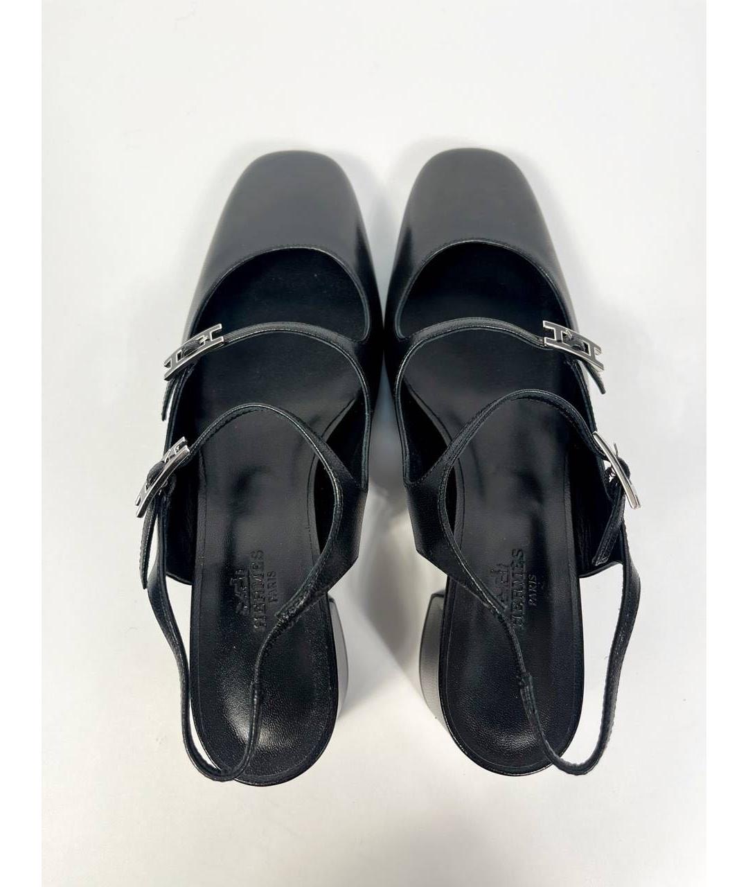 HERMES Черные кожаные туфли, фото 3