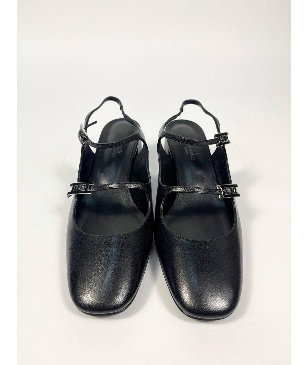 HERMES Черные кожаные туфли, фото 6