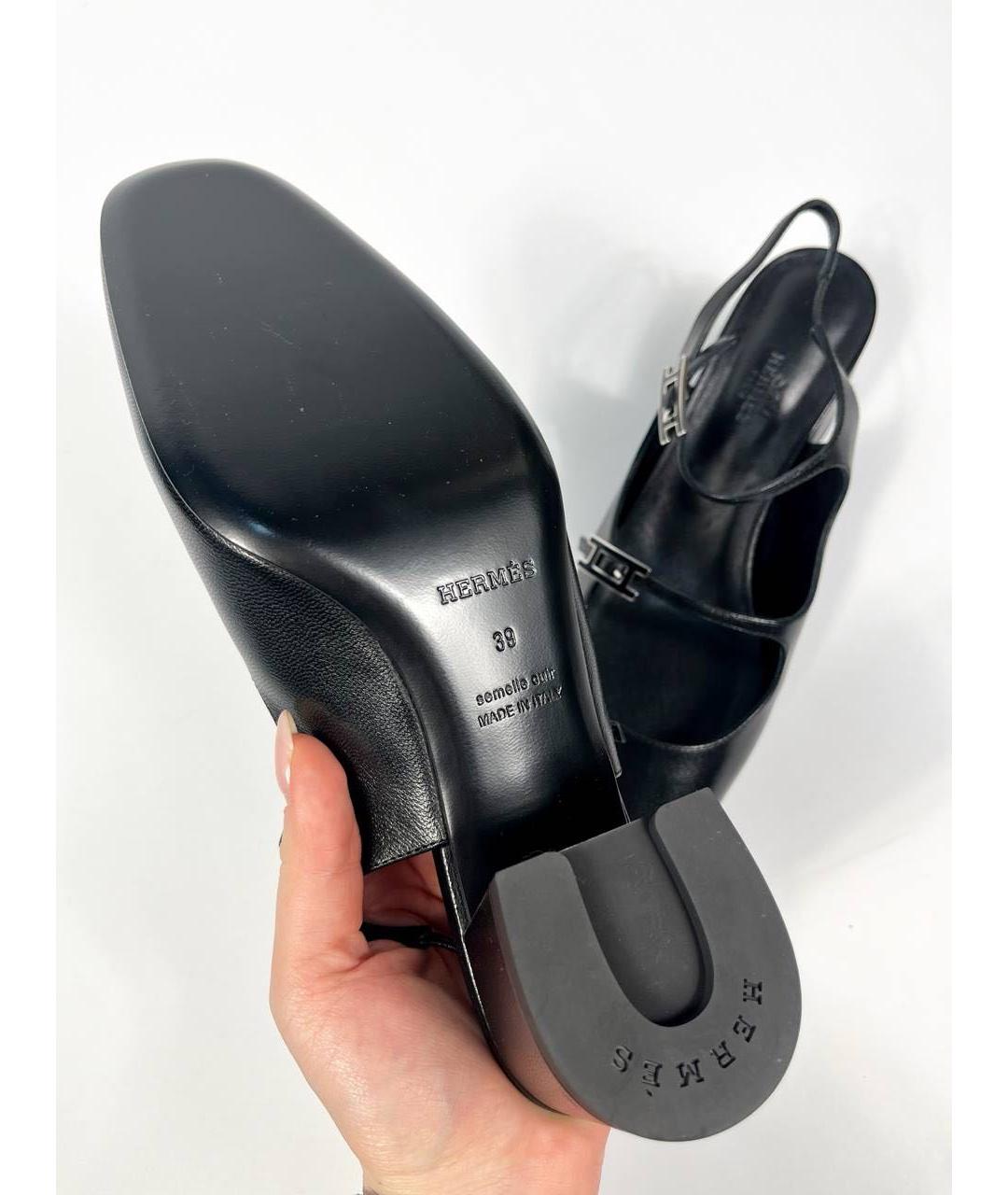 HERMES Черные кожаные туфли, фото 5