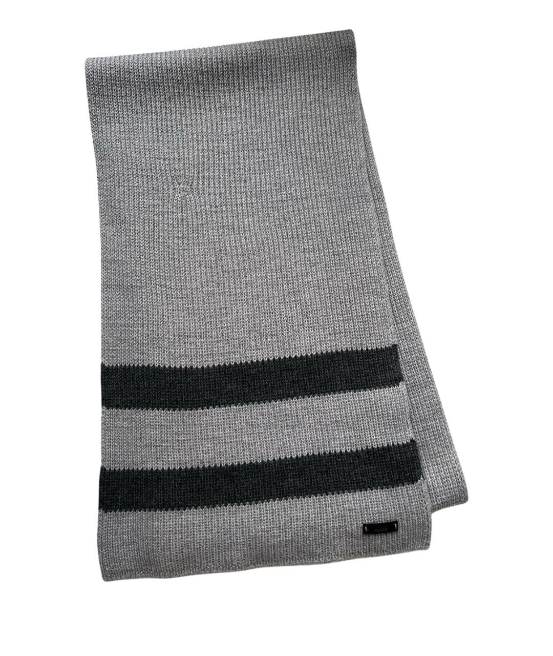 HUGO BOSS Серый шерстяной шарф, фото 1