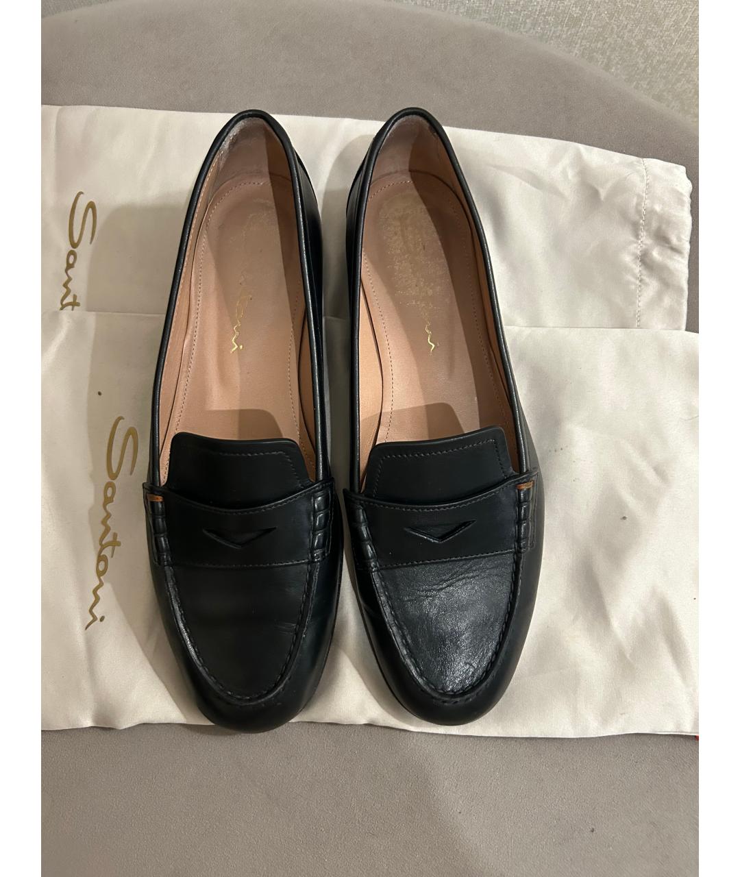 SANTONI Черные кожаные лоферы, фото 3