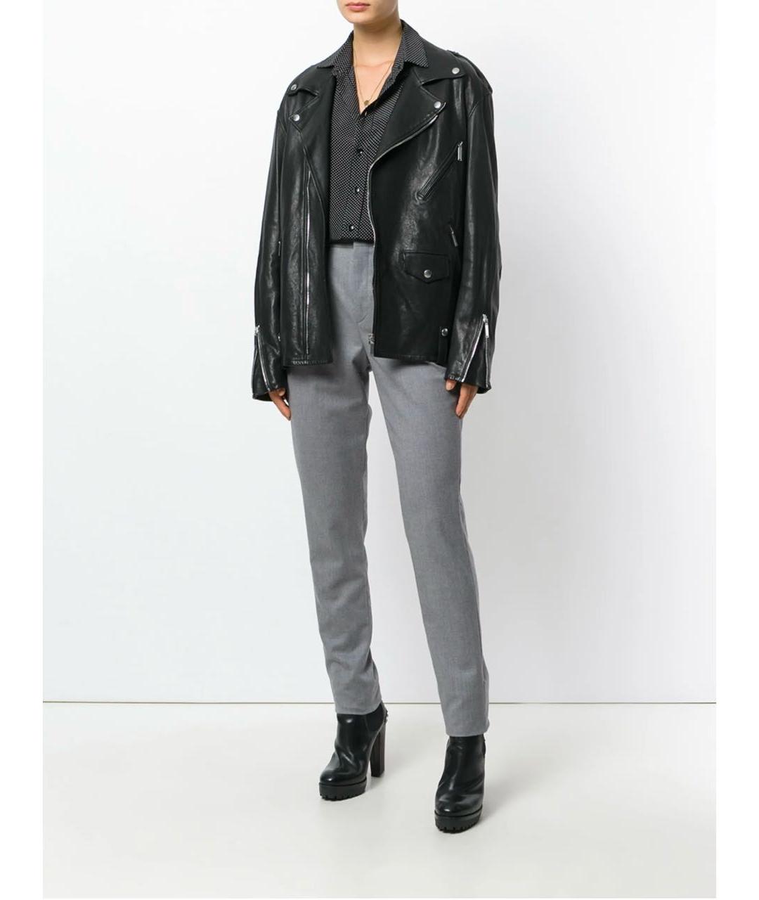 SAINT LAURENT Серые шерстяные прямые брюки, фото 2