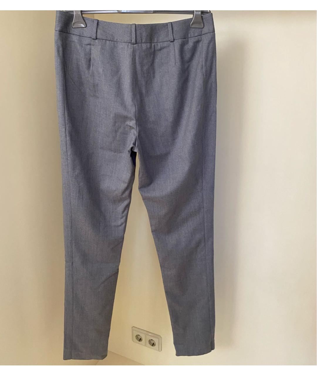 SAINT LAURENT Серые шерстяные прямые брюки, фото 7