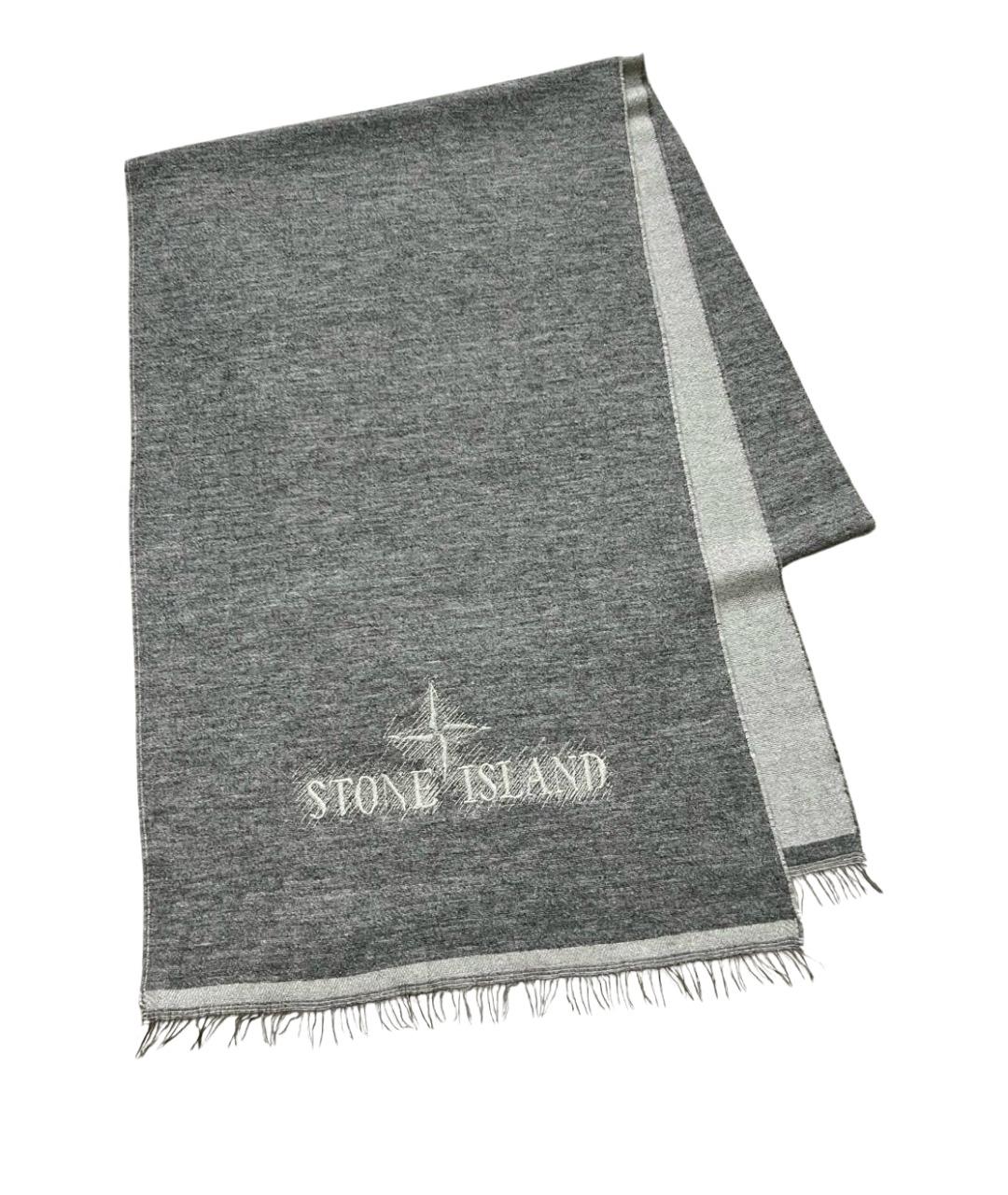 STONE ISLAND Серебрянный шерстяной шарф, фото 1