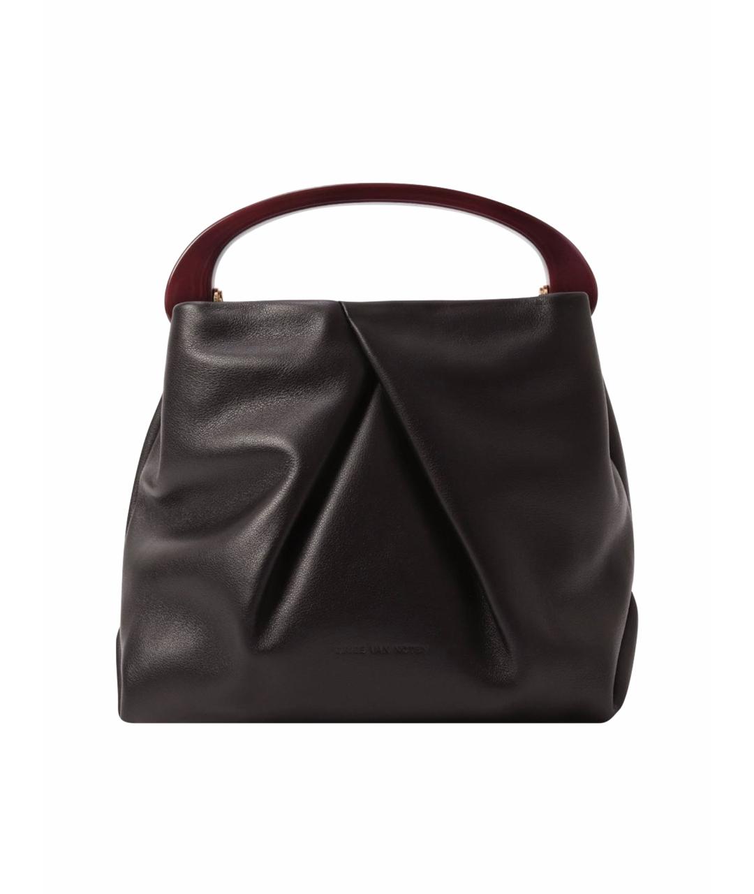 DRIES VAN NOTEN Черная кожаная сумка с короткими ручками, фото 1