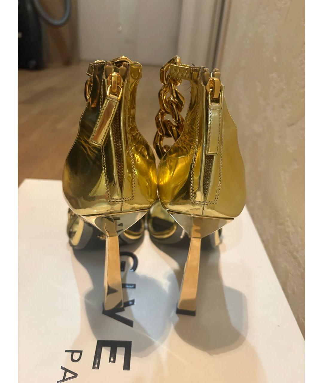 VERSACE Золотые кожаные босоножки, фото 4