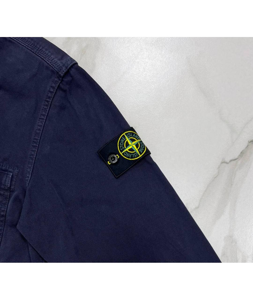 STONE ISLAND Темно-синяя хлопковая кэжуал рубашка, фото 3