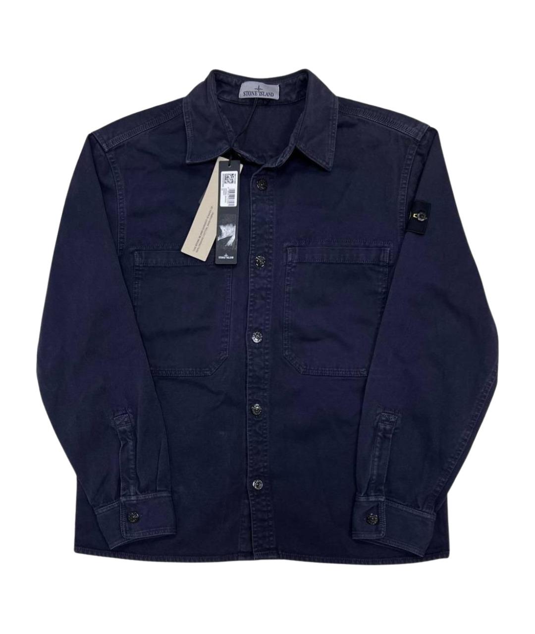 STONE ISLAND Темно-синяя хлопковая кэжуал рубашка, фото 1